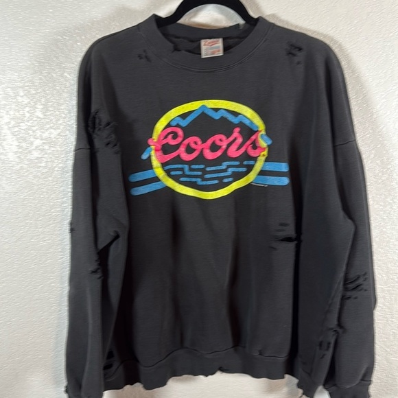 Zoodas Coors 1990 Vintage Thrashed Distressed Sweatshirt Size XXXL - Picture 1 of 6